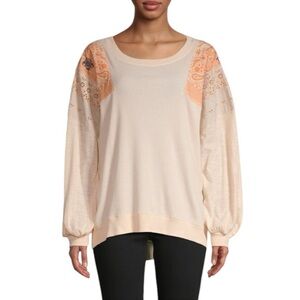 Free People Feelin' It Embroidered Top Size Small